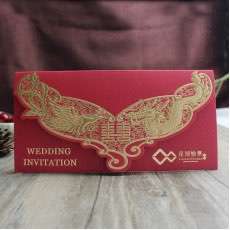 Pocket Fold Wedding Invitation Chinese Style Foil Printing Customized 